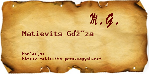 Matievits Géza névjegykártya